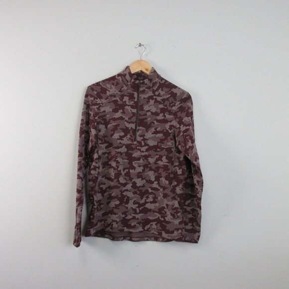 Lululemon Men Surge Warm 1/2 Zip Sweater Top S Camo Red Thumbholes Running 306 - Picture 1 of 9